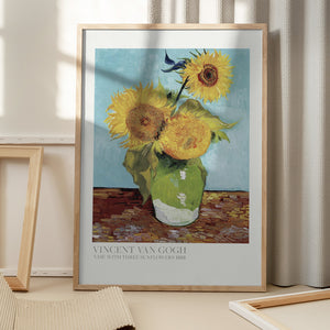 Tablou înramat „Vase With Three Sunflowers” de Vincent Van Gogh