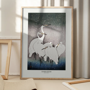 Tablou înramat „Group Of Egrets” de Ohara Koson