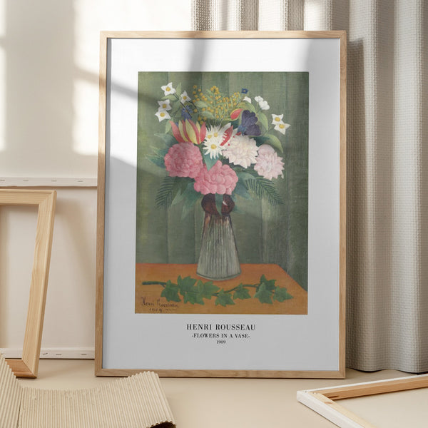 Tablou înramat „Flowers In a Vase” de Henri Rousseau