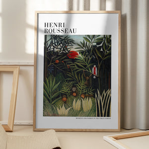 Tablou înramat „Monkeys And Parrot In The Virgin Forest” de Henri Rousseau
