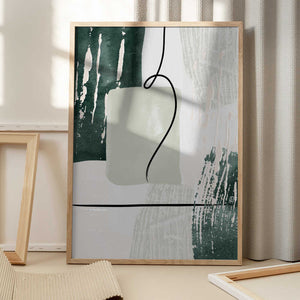 Tablou înramat „Abstract Shapes in Green-3” de Sally Ann Moss