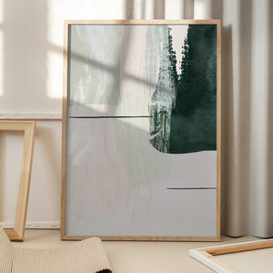 Tablou înramat „Abstract Shapes in Green-2” de Sally Ann Moss