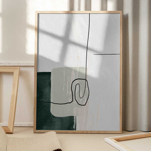 Tablou înramat „Abstract Shapes in Green-1” de Sally Ann Moss