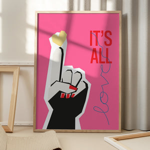Tablou înramat „It's All Love Hand Pink” de Frances Collett