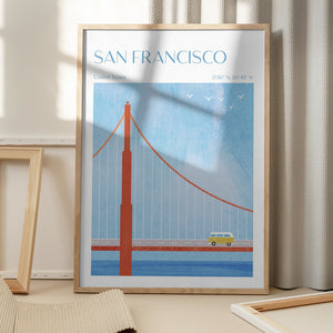 Tablou înramat „San Francisco, Golden Gate Bridge” de longwayhome