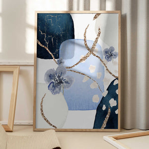 Tablou înramat „Floral Blue-2” de Sally Ann Moss