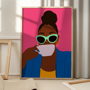 Tablou înramat „Women Drinking Coffee” de Carelle N'guessan