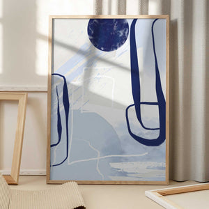 Tablou înramat „Lines of Blue-3” de Sally Ann Moss