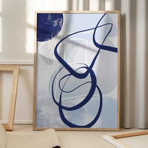 Tablou înramat „Lines of Blue-2” de Sally Ann Moss