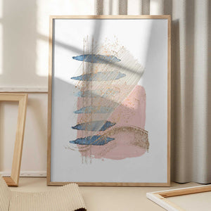 Tablou înramat „Soft Pink Blue 1” de Sally Ann Moss