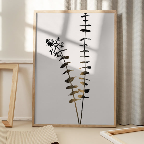 Tablou înramat „Eucalyptus Dark Gold” de Kubistika