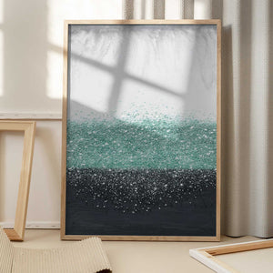 Tablou înramat „Crystal Rain Green” de Alyson Storms