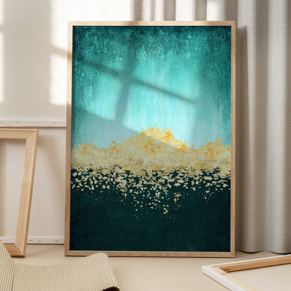Tablou înramat „Golden Dawn Teal” de Alyson Storms