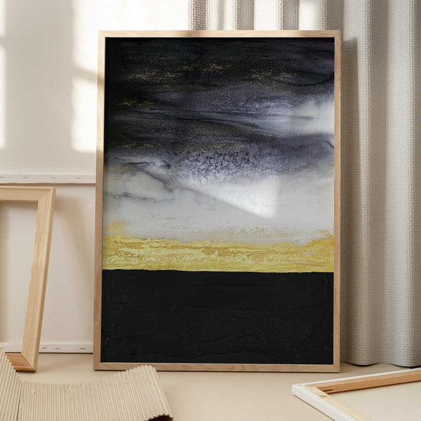 Tablou înramat „Noir and Gold” de Alyson Storms