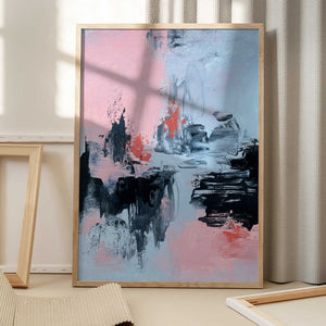 Tablou înramat „Pink and Grey Abstract 2” de Alyson Storms