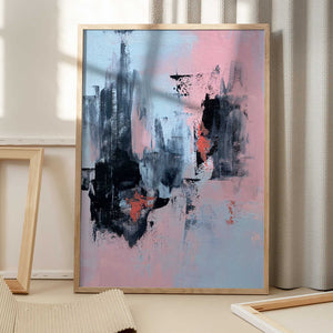 Tablou înramat „Pink and Grey Abstract 3” de Alyson Storms