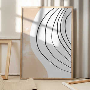 Tablou înramat „Beige Black Line Art” de Melloi Art Prints