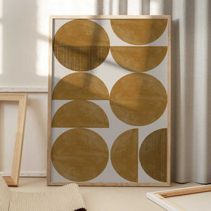 Tablou înramat „Golden Geometric Rhythm” de THE MIUUS STUDIO