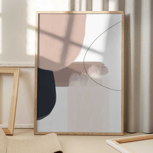 Tablou înramat „Abstract Beige Black Art” de Melloi Art Prints