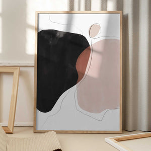 Tablou înramat „Black Pink Abstract Art” de Melloi Art Prints
