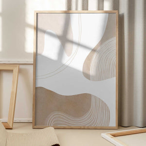 Tablou înramat „Abstract Earth Tones with Organic Lines” de Melloi Art Prints