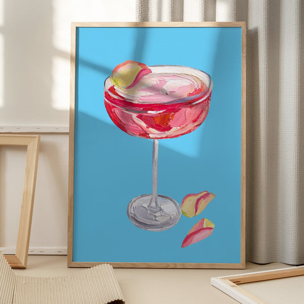 Tablou înramat „Sparkling Rose Gin Cocktail” de Alice Straker