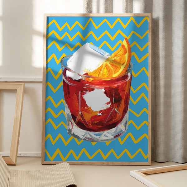 Tablou înramat „Negroni Blue” de Alice Straker