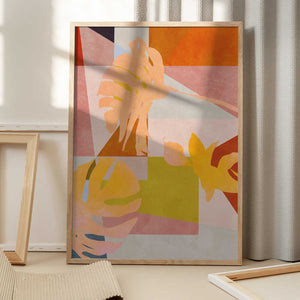 Tablou înramat „Organic Bauhaus Geometry Leaves” de Ana Rut Bre