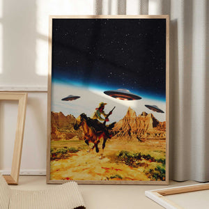 Tablou înramat „UFO Space Chase” de Taudalpoi