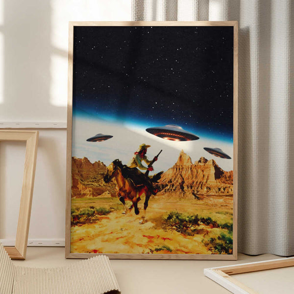 Tablou înramat „UFO Space Chase” de Taudalpoi