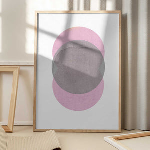 Tablou înramat „Gray Pink Circles” de Louise van Terheijden