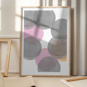 Tablou înramat „Gray Pink Circles Ii” de Louise van Terheijden