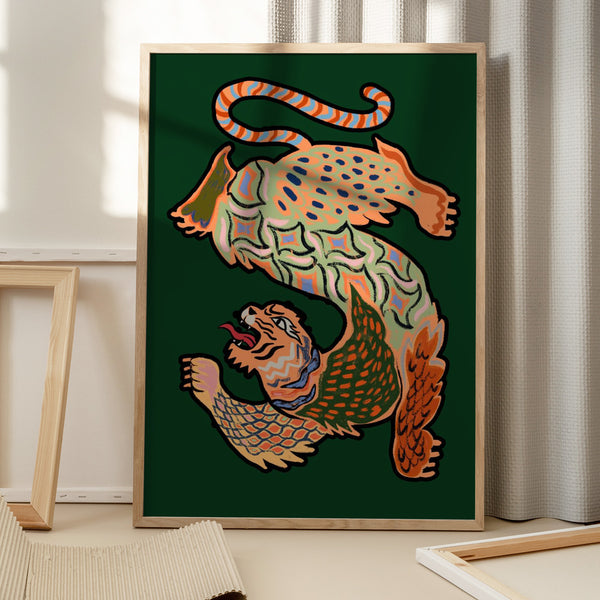 Tablou înramat „Asiantiger Green” de Arty Guava