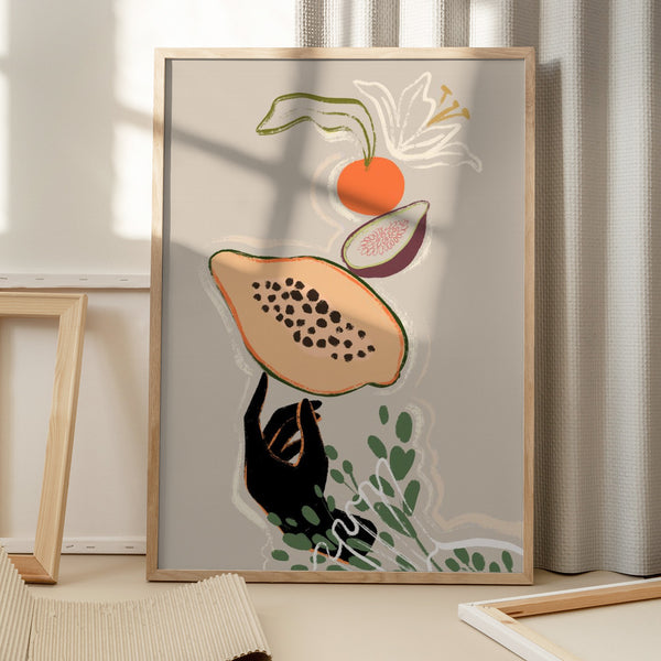 Tablou înramat „Balancing Fruits” de Arty Guava