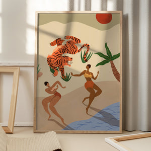 Tablou înramat „Dancing Tiger” de Arty Guava