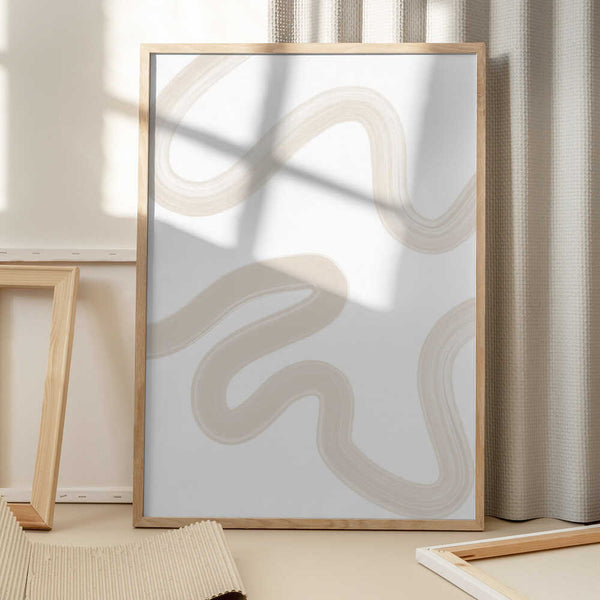 Tablou înramat „Beige Brush Stroke Poster” de Elena Ristova