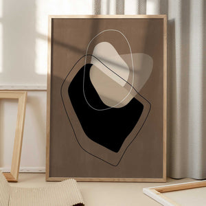 Tablou înramat „Layered Organic Shapes in Neutral Tones” de Elena Ristova