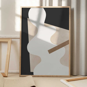 Tablou înramat „Beige Graphic Curves Art” de Elena Ristova