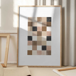 Tablou înramat „Geometric Pattern of Muted Earthy Tones” de Elena Ristova