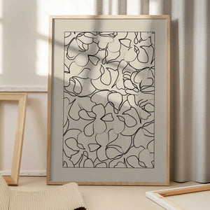 Tablou înramat „Seamless Pattern of Outlined Flowers” de Elena Ristova