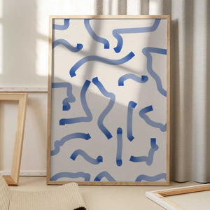 Tablou înramat „Blue Meandering Paths” de Elena Ristova