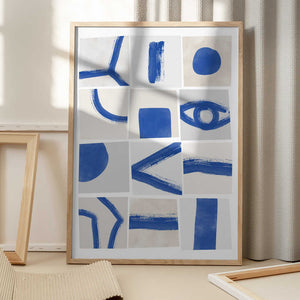 Tablou înramat „Minimalist Blue Brushstrokes” de Elena Ristova