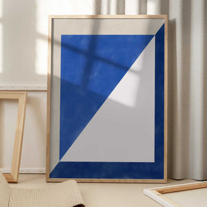 Tablou înramat „Blue Geometric Play” de Elena Ristova