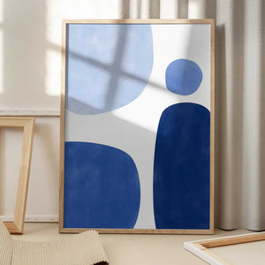 Tablou înramat „Blue Geometric Flow” de Elena Ristova