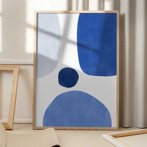 Tablou înramat „Blue Harmony Shapes” de Elena Ristova