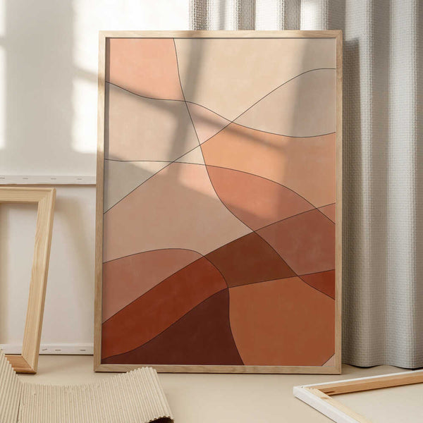 Tablou înramat „Flowing Lines And Warm Earth Tones” de Elena Ristova