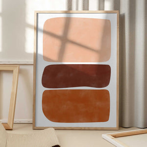 Tablou înramat „Three Stacked Earthy Toned Rectangles” de Elena Ristova