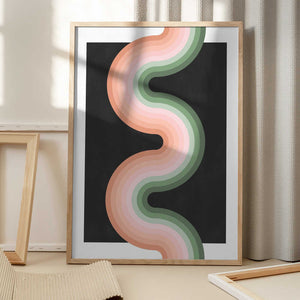 Tablou înramat „Wavy Pattern With Layered Pastel Tones” de Elena Ristova