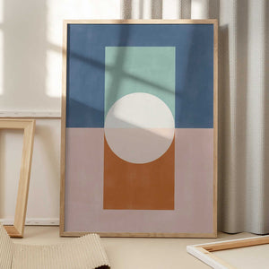 Tablou înramat „Geometric Shapes And A Muted Color Palette” de Elena Ristova