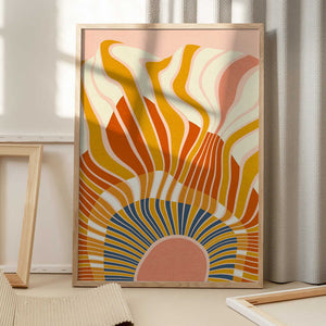 Tablou înramat „Rainbow Plus Shapes  Blue Mustard12” de Ana Rut Bre